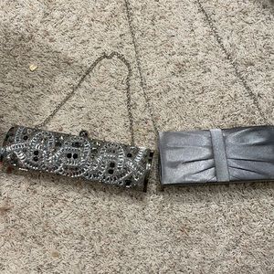 Lot of 2 silver evening purses